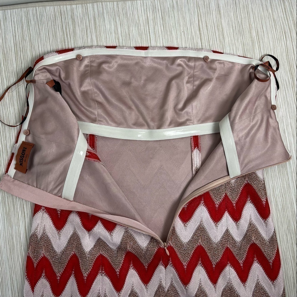 NEW Missoni Chevron Knit Zigzag Sleeveless Mini Dress in White/Red Size 46 - Picture 8 of 16